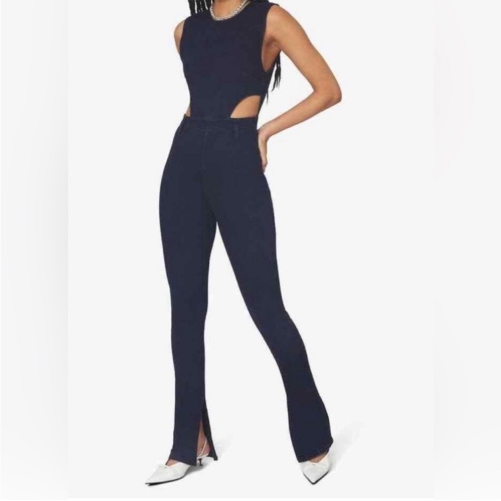 WEWOREWHAT CUTOUT SLIT STRETCH DENIM JUMPSUIT - Picture 2 of 12